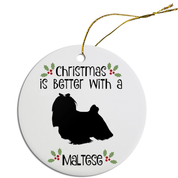 Breed Specific Round Christmas Ornament Maltese